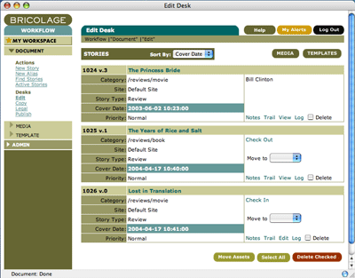 Bricolage Document Workflow