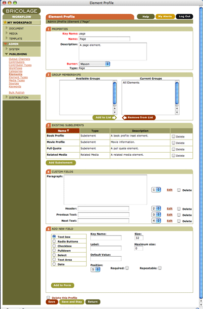 Bricolage Element Profile